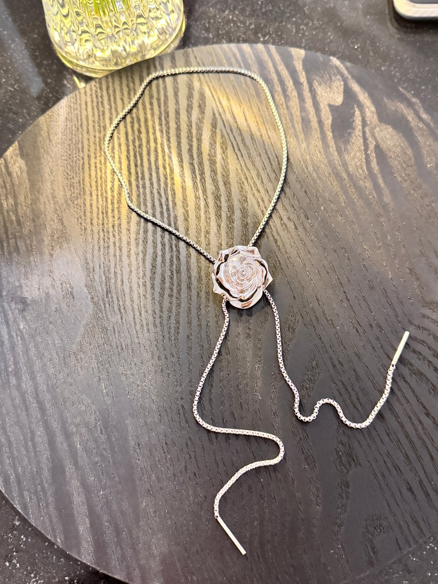 ROSE SLIDING ADJUSTABLE TIE BOW NECKLACE