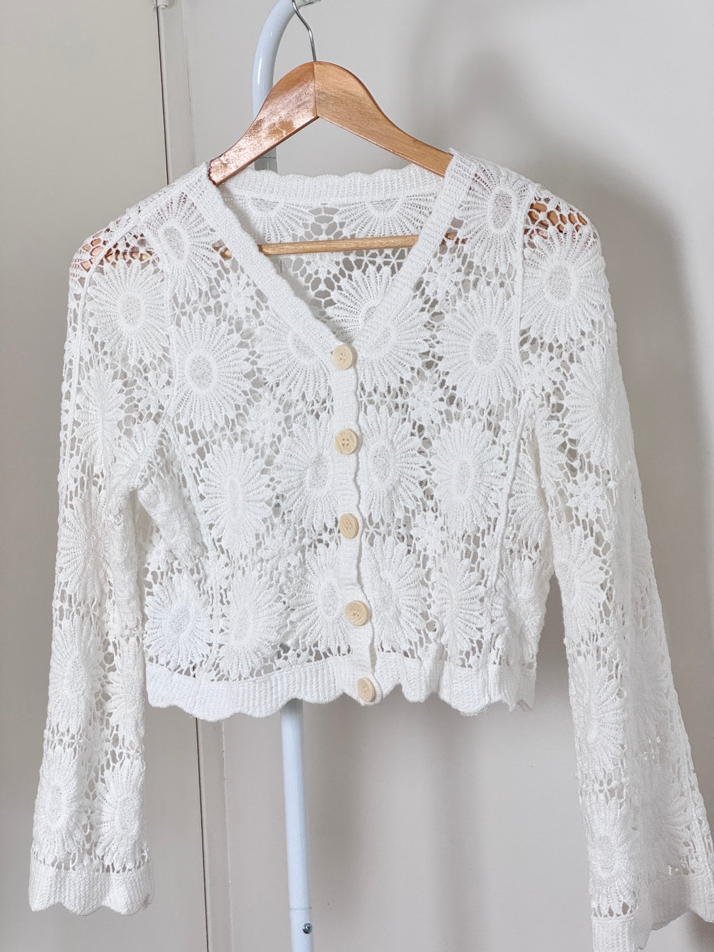 HOLLOWED CROCHET LACE CARDIGAN