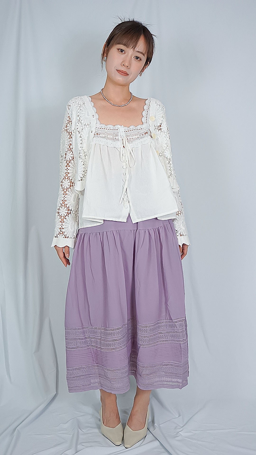 HOLLOWED CROCHET LACE CARDIGAN